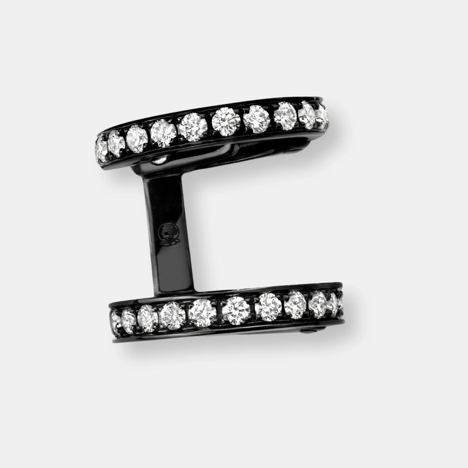 Boucles d'oreilles berbere 2 rangs en or noir et diamants