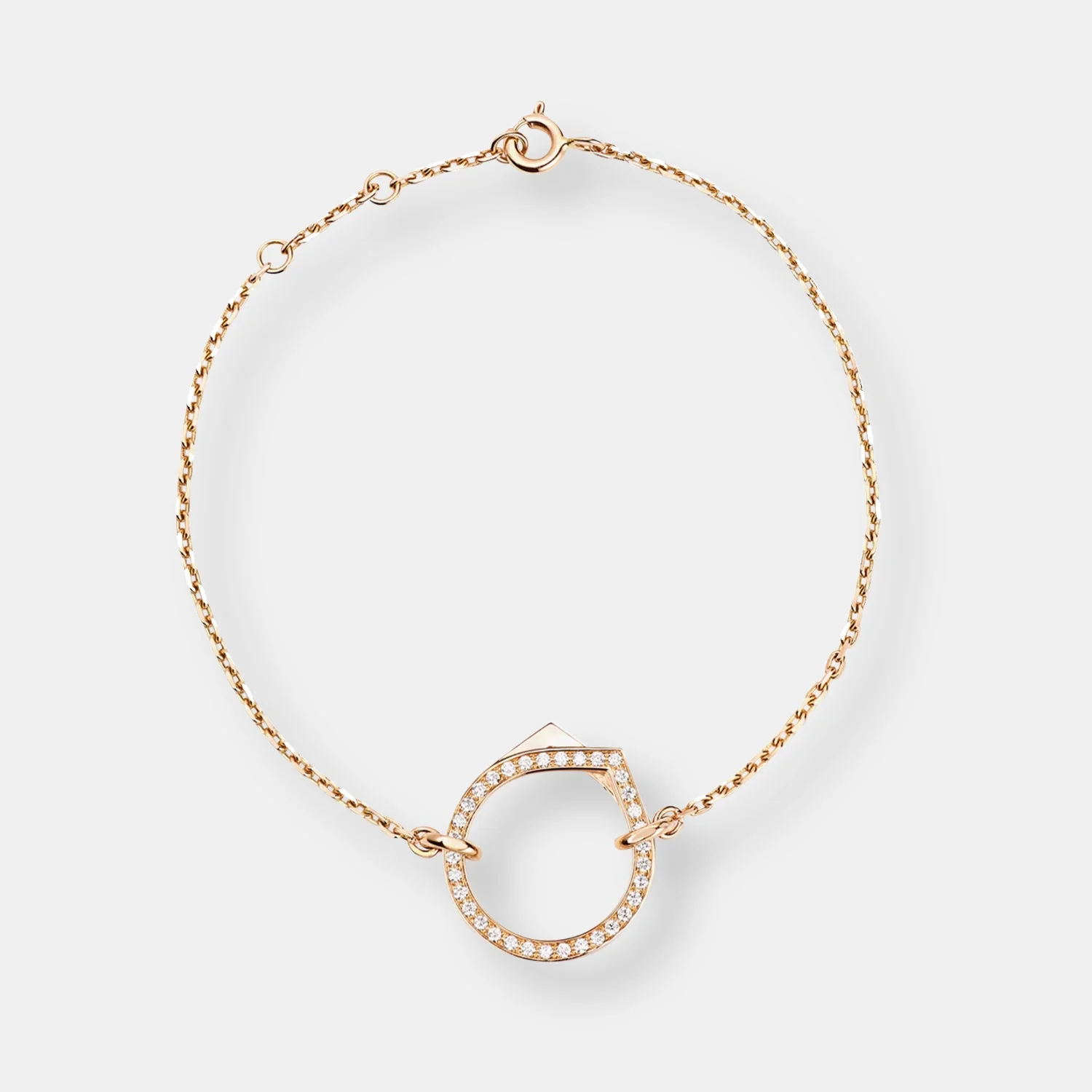 Bracelet antifer en or rose pavé de diamants