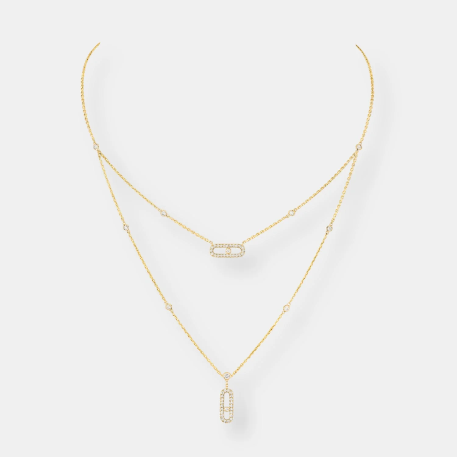Collier move uno 2 rangs pavé